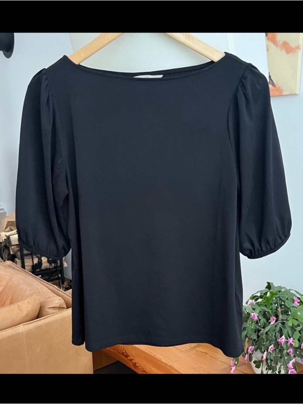 H&M Puff Sleeve Black Top
